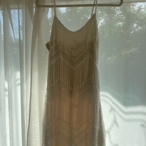 Elegant Cream Fringe Dress